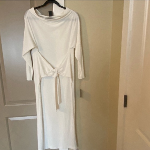 Norma Kamali Four Sleeve Long Ivory Dress Small - Picture 1 of 8